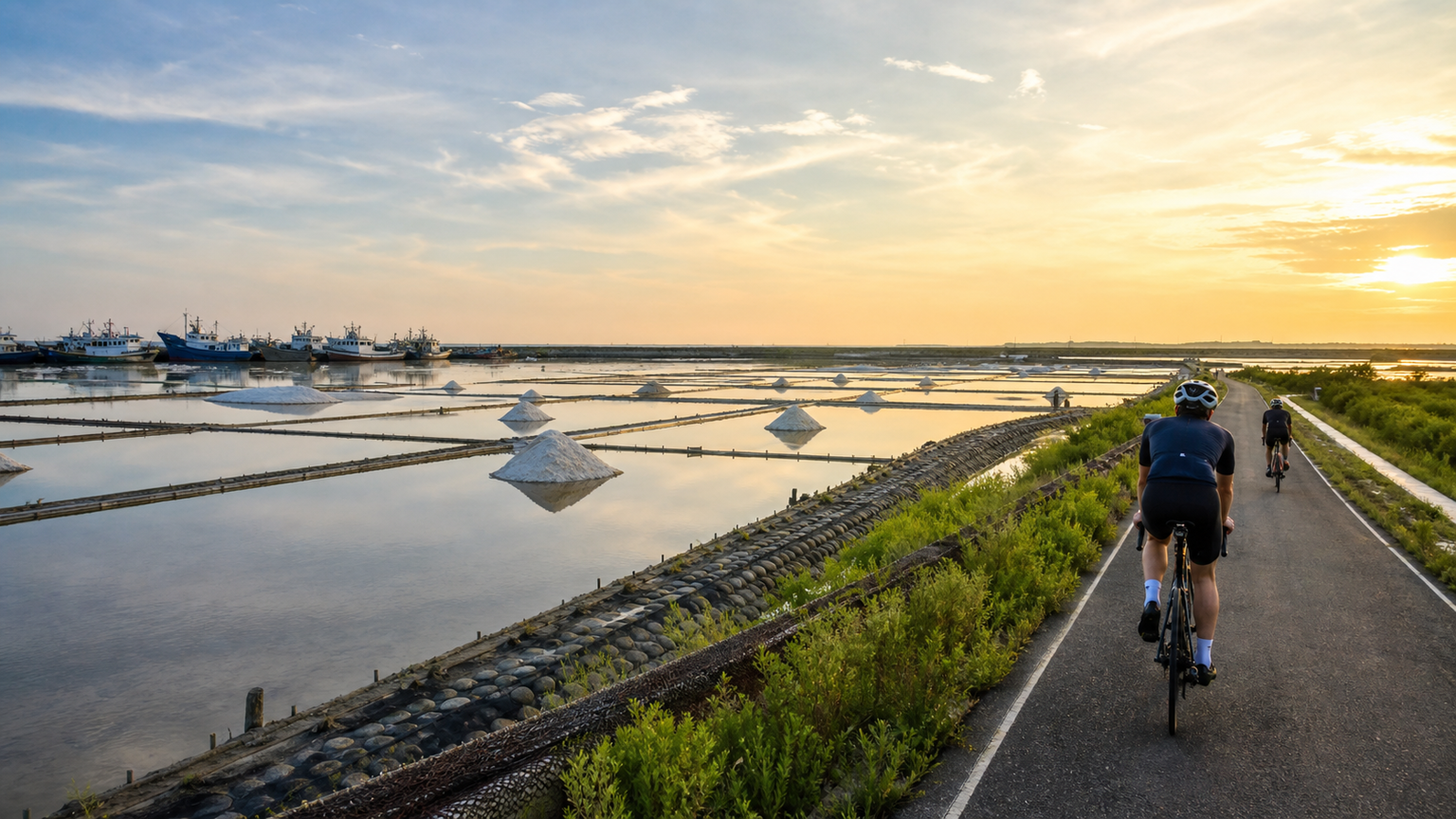 嘉義布袋鹽田自行車道:濱海與鹽田的獨特景觀