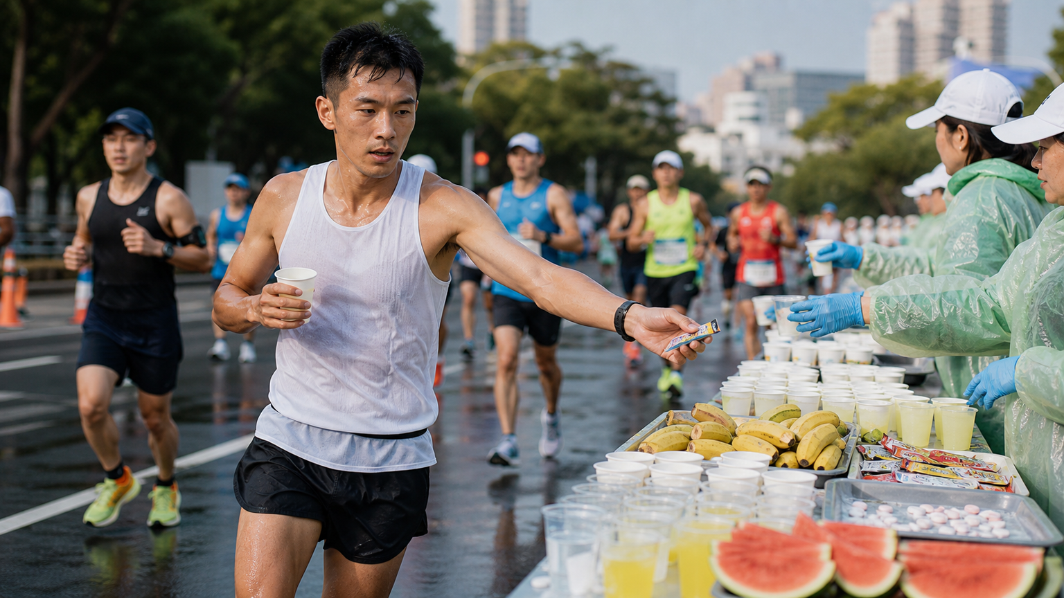 馬拉松補給站食物選擇:如何在不停步中補充燃料