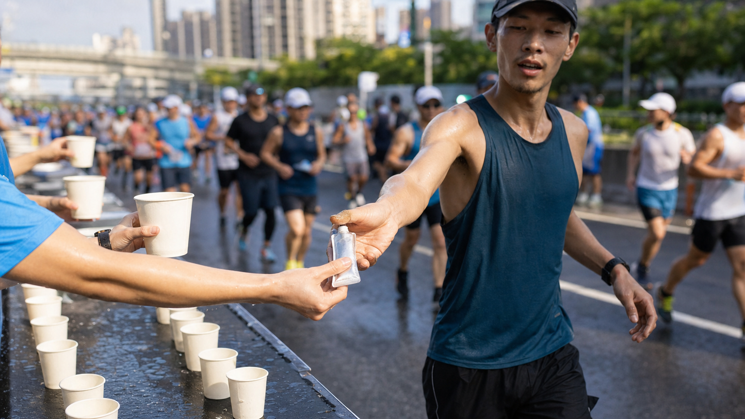 馬拉松補給站策略:何時喝水、何時吃能量膠