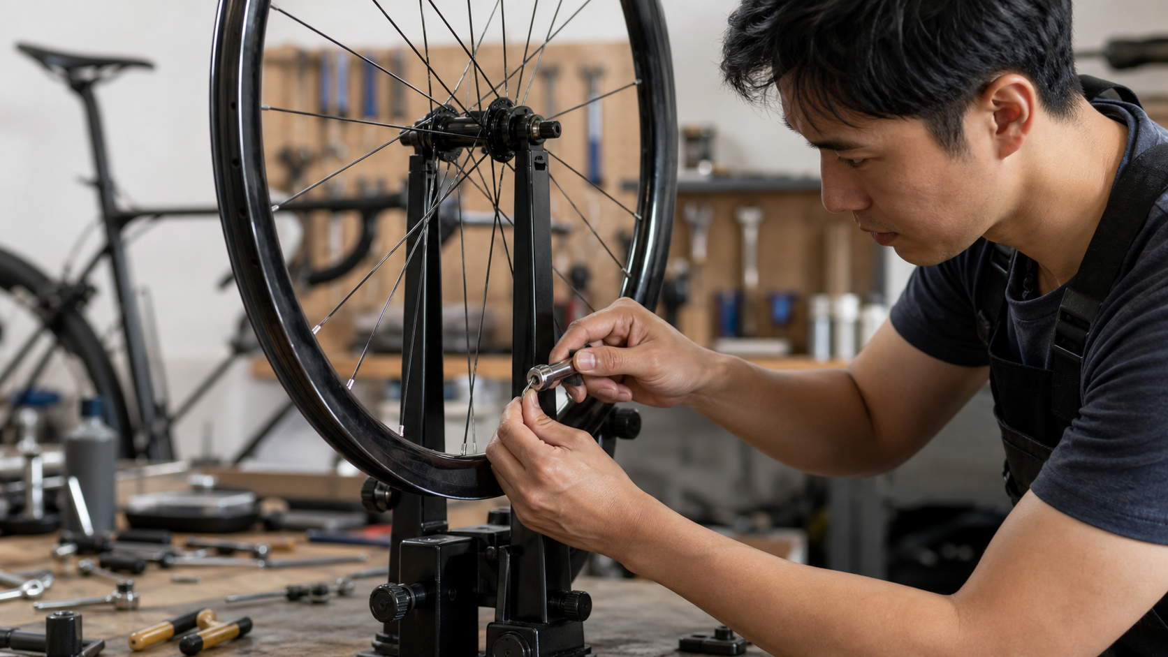 自行車輪組的平衡校正：鋼絲張力調整的DIY技術